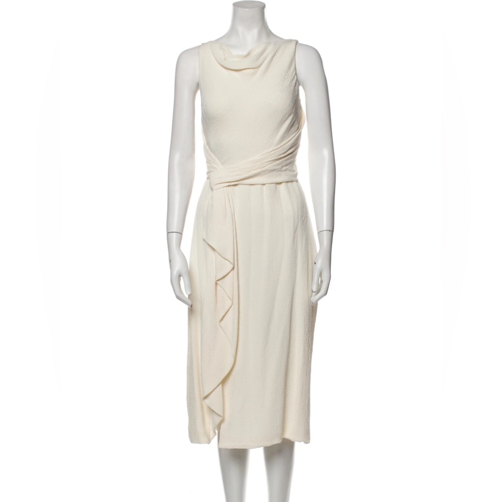 Jason Wu Cream Asymmetrical Ruffled Sheath Dress